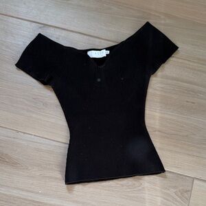 Astr Black Ribbed Knit Top